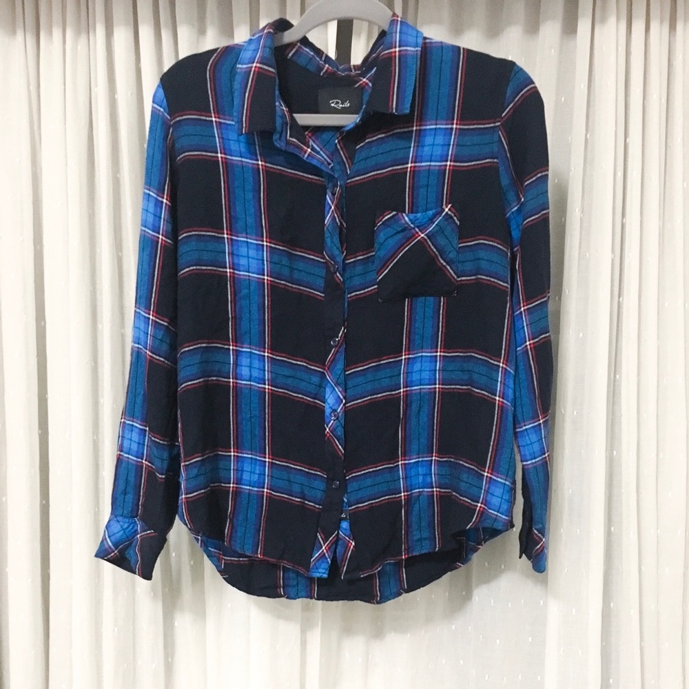 Rails Blue Red Black Soft Cozy Long Sleeve Flannel
